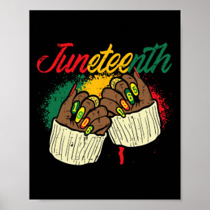 Juneteenth-Nägel 1865 Afroamerikanische Mädchen Ki Poster