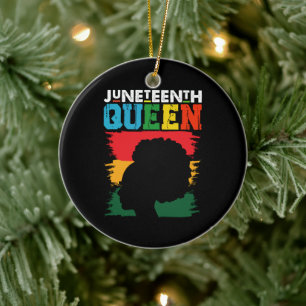Juneteenth Queen Black Afro Melanin Girl Keramik Ornament