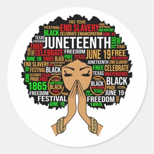 Juneteenth Queen Black Melanin Praying Women Sista Runder Aufkleber (Vorderseite)