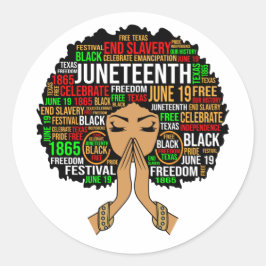 Juneteenth Queen Black Melanin Praying Women Sista Runder Aufkleber