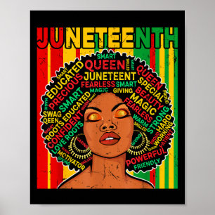 Juneteenth Retro Melanin Königin Afroamerikanerin Poster
