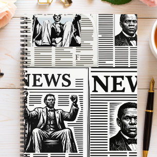 Juneteenth Schwarz-Weiß-Zeitungsdruck Notizblock