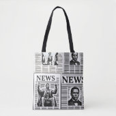 Juneteenth Schwarz-Weiß-Zeitungsdruck  Tasche (Vorderseite)