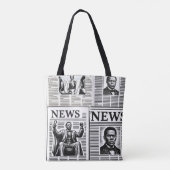 Juneteenth Schwarz-Weiß-Zeitungsdruck  Tasche (Rückseite)