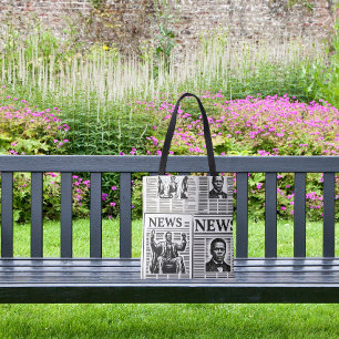 Juneteenth Schwarz-Weiß-Zeitungsdruck Tasche