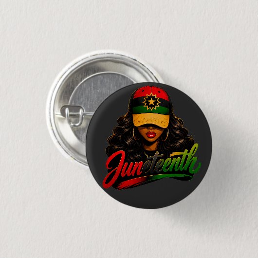 Juneteenth Schwarze Afro Frauen Melanin Freiheit 1 Button (Vorne & Hinten)