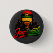 Juneteenth Schwarze Afro Frauen Melanin Freiheit 1 Button (Vorderseite)