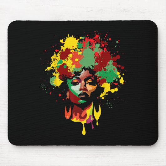 Juneteenth Schwarze Frau Afro Königin Melanin Farb Mousepad (Vorne)