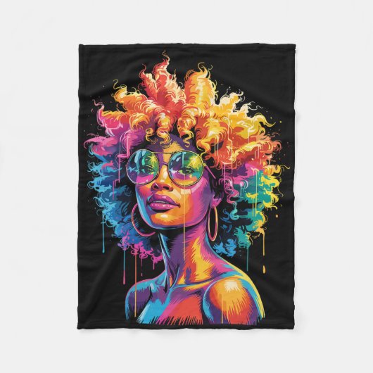 Juneteenth Schwarze Frau Königin Afro Afrikanerin Fleecedecke (Vorderseite)
