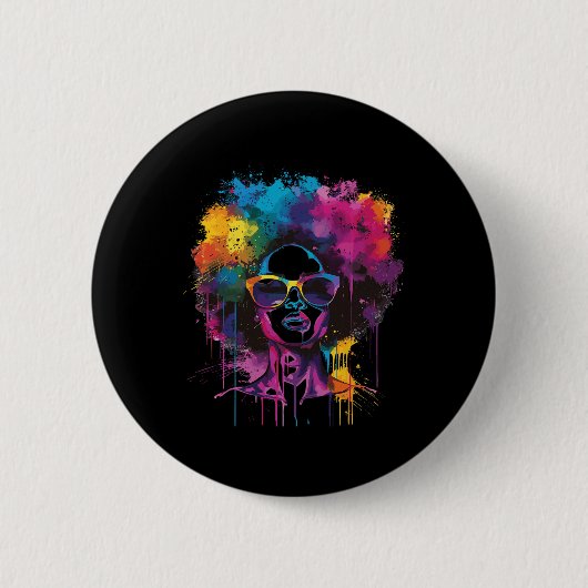 Juneteenth Schwarze Frau Königin Afro Afrikanische Button (Vorderseite)