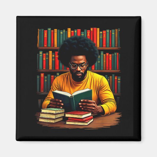 Juneteenth Schwarzer Mann liest Bücher Magnet (Vorne)