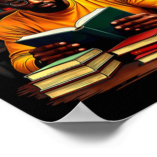 Juneteenth Schwarzer Mann liest Bücher Poster (Ecke)