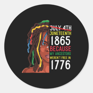 Juneteenth Tag Vorfahren Frei 1776 Juli 4. Schwarz Runder Aufkleber