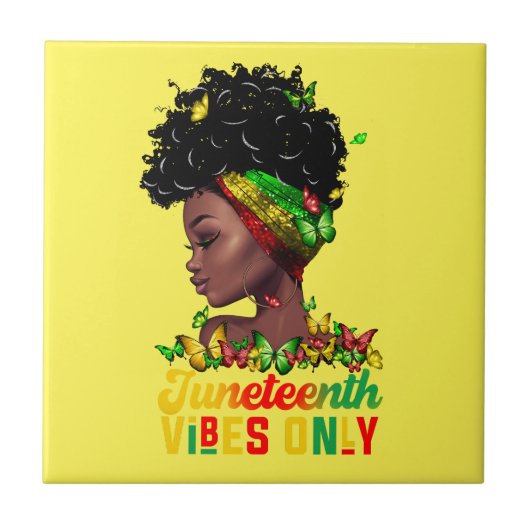 Juneteenth Vibes Keramik Tile Fliese (Vorderseite)