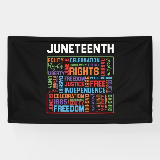 Juneteenth Words Black History American African Banner (Horizontal)