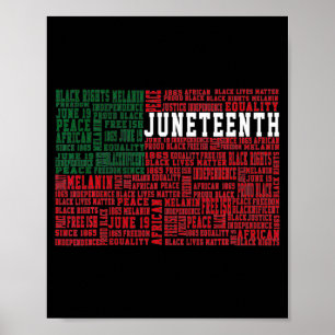 Juneteenth-Worte Schwarz Geschichte Flagge Afroame Poster