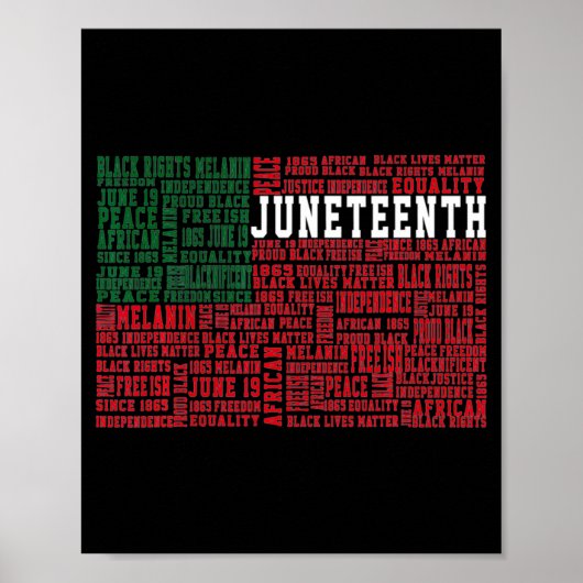 Juneteenth-Worte Schwarz Geschichte Flagge Afroame Poster (Vorne)