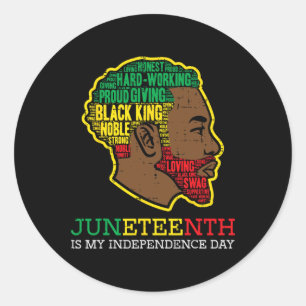Juneteentlicher Unabhängigkeitstag Black King Men Runder Aufkleber