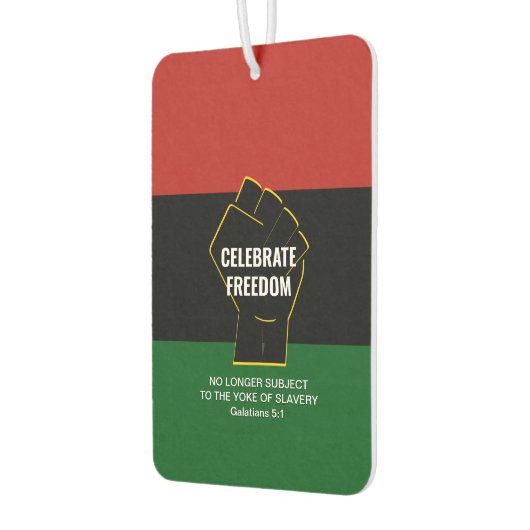 Juneteeth CELEBRATE FREEDOM Anpassbare Schrift Autolufterfrischer (Links)