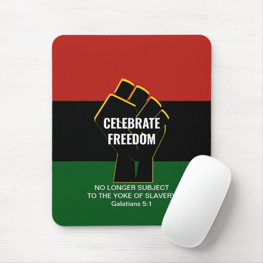 Juneteeth CELEBRATE FREEDOM Anpassbare Schrift Mousepad (Mit Mouse)