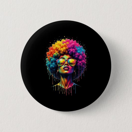 Juneteste Queen Afro Melanin Tropfen Black Pride Button (Vorderseite)