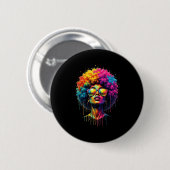 Juneteste Queen Afro Melanin Tropfen Black Pride Button (Vorne & Hinten)