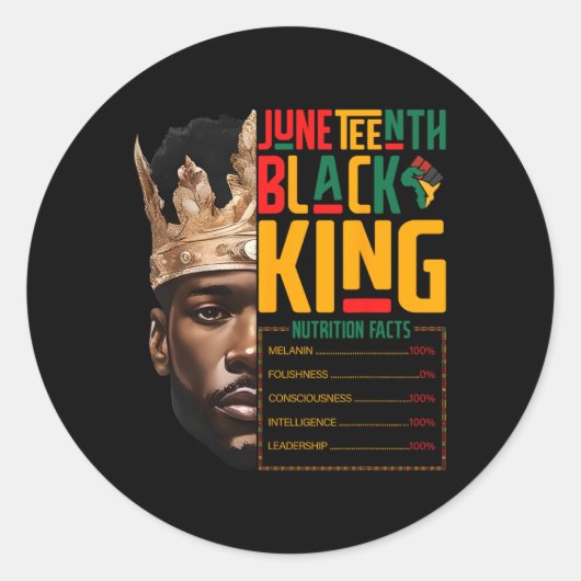 Juneteth Black King Pride African Nutrition Fa Runder Aufkleber (Vorderseite)