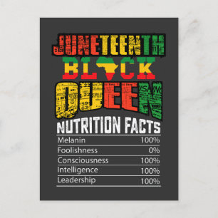 Juneteth Black Queen Nutrition Fakten Einladungspostkarte