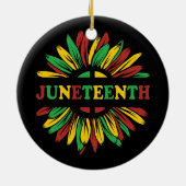 Junetezehnt | Sonnenblume | Rotes Schwarzes Grün Keramik Ornament (Hinten)