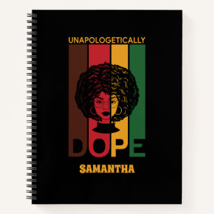 Junetezehnt Unapologetisch Dope Afro Woman Notizblock