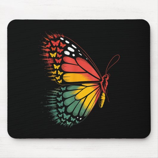 Junetezehnte Feier Butterfly Rot Gelb Grün Mousepad (Vorne)