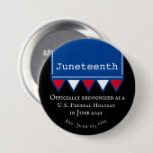 Junetezehnte US Bundesstaatlich Holiday Patriotic Button (Vorne & Hinten)