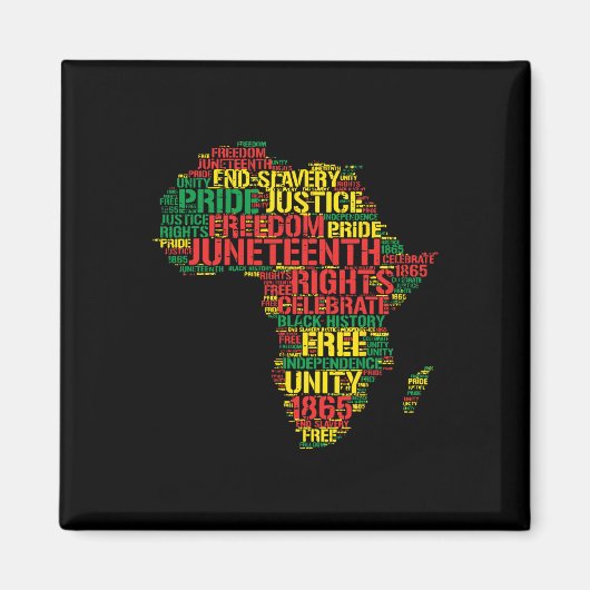 Junetste Africa Map Words 19. Juni 1865 Men Wom Magnet (Vorne)