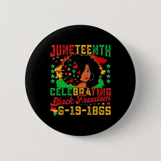 Junetste Flag feiert Juneteen zur Juneteen "Black Button (Vorderseite)