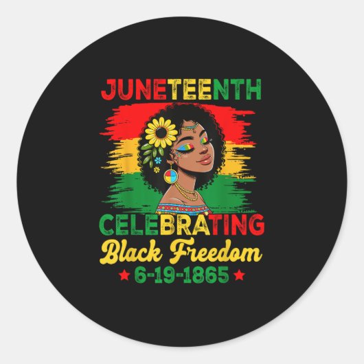 Junetste Flag feiert Juneteen zur Juneteen "Black Runder Aufkleber (Vorderseite)