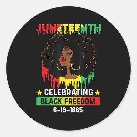 Junetste Flag feiert Juneteen zur Juneteen "Black Runder Aufkleber (Vorderseite)
