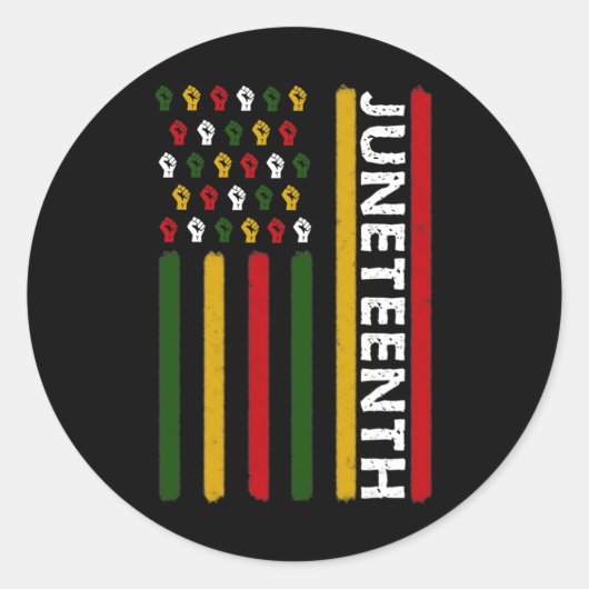 Junetzehnte Flagge mit Fäusten Runder Aufkleber (Vorderseite)