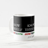 JUNEZEHNTE Personalisiert KENNEN SIE SICH SELBST Kaffeetasse (Vorderseite Links)