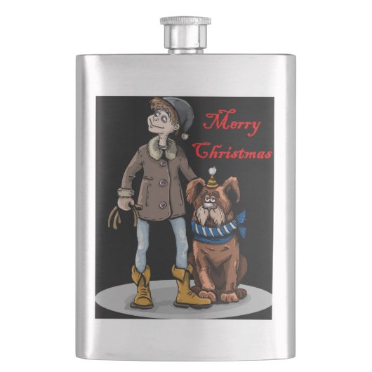 jung frohe Weihnachten Flachmann (Vorderseite)