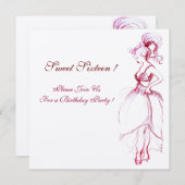 JUNG MÄDCHEN 16 GEBURTSTAG PARTY Rosa Weiß Einladung (Vorne/Hinten)