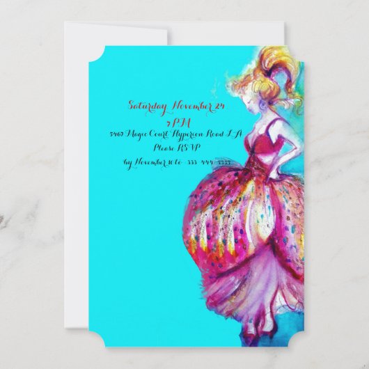 JUNG MÄDCHEN 16 PARTY, Blau-Glitzern-Monogramm Einladung (Rückseite)