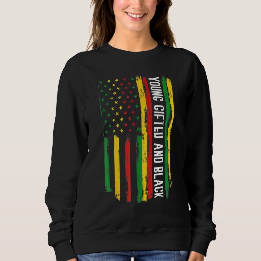 Jung und stolz auf schwarze Geschichte Afro Afrika Sweatshirt (Vorderseite)