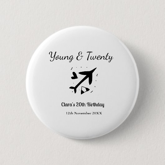 Jung und zwanzig Abenteuer Alles Gute zum Geburtst Button (Vorderseite)