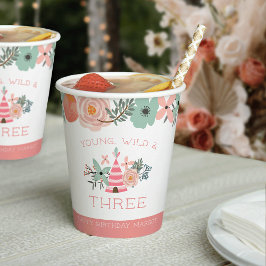 Jung, Wild & Drei Personalisierter Geburtstag Pappbecher