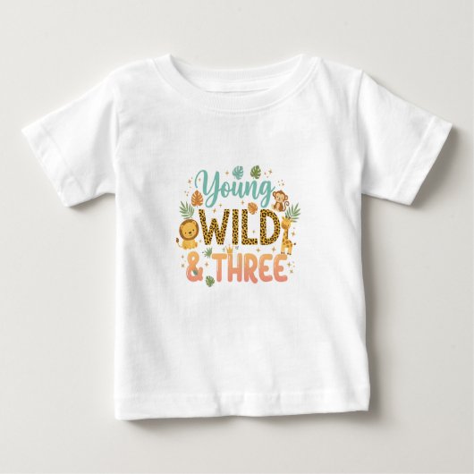 Jung Wild & Drei - Safari Geburtstag Baby T-shirt (Vorderseite)