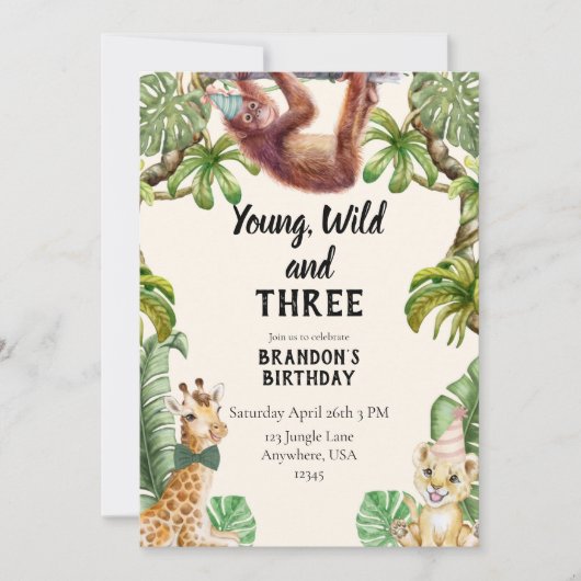 Jung, wild und drei einladung (Vorderseite)
