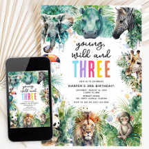 Jung, Wild und drei Safari-Tiere 3. Geburtstag