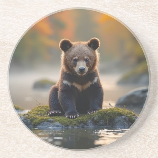 Jungbär im Herbst Getränkeuntersetzer (Vorne)