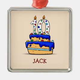 Junge 10. Geburtstag, 10 auf Sweet Blue Cake Ornament Aus Metall