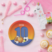 Junge 10. Geburtstag Sportbälle Pappteller (Party)
